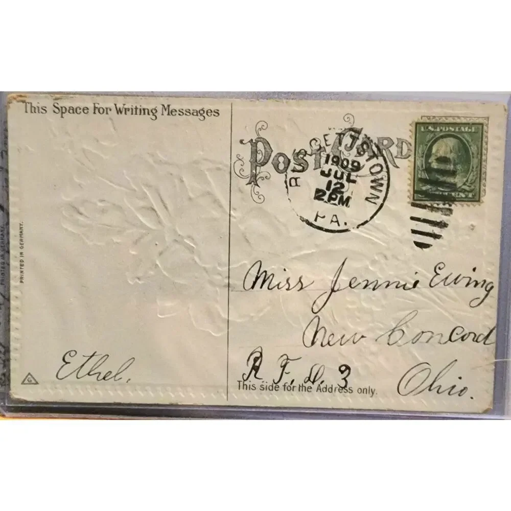 Lot Of Three Vintage Antique Embossed Postcards Flowers Best Wishes